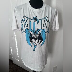 DC Comics Batman Graphic Tee White Blue Logo Shirt